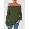 imagePRETTYGARDEN Womens Off The Shoulder Sweater Long Sleeve Loose Knit Pullover Sweaters Fall Going Out TopsGreen