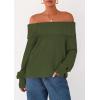 imagePRETTYGARDEN Womens Off The Shoulder Sweater Long Sleeve Loose Knit Pullover Sweaters Fall Going Out TopsGreen