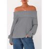 imagePRETTYGARDEN Womens Off The Shoulder Sweater Long Sleeve Loose Knit Pullover Sweaters Fall Going Out TopsGrey