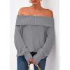 imagePRETTYGARDEN Womens Off The Shoulder Sweater Long Sleeve Loose Knit Pullover Sweaters Fall Going Out TopsGrey