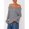 imagePRETTYGARDEN Womens Off The Shoulder Sweater Long Sleeve Loose Knit Pullover Sweaters Fall Going Out TopsGrey