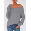 imagePRETTYGARDEN Womens Off The Shoulder Sweater Long Sleeve Loose Knit Pullover Sweaters Fall Going Out TopsGrey