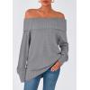 imagePRETTYGARDEN Womens Off The Shoulder Sweater Long Sleeve Loose Knit Pullover Sweaters Fall Going Out TopsGrey
