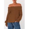 imagePRETTYGARDEN Womens Off The Shoulder Sweater Long Sleeve Loose Knit Pullover Sweaters Fall Going Out TopsKhaki
