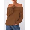 imagePRETTYGARDEN Womens Off The Shoulder Sweater Long Sleeve Loose Knit Pullover Sweaters Fall Going Out TopsKhaki