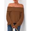 imagePRETTYGARDEN Womens Off The Shoulder Sweater Long Sleeve Loose Knit Pullover Sweaters Fall Going Out TopsKhaki