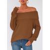 imagePRETTYGARDEN Womens Off The Shoulder Sweater Long Sleeve Loose Knit Pullover Sweaters Fall Going Out TopsKhaki