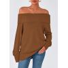 imagePRETTYGARDEN Womens Off The Shoulder Sweater Long Sleeve Loose Knit Pullover Sweaters Fall Going Out TopsKhaki