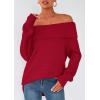 imagePRETTYGARDEN Womens Off The Shoulder Sweater Long Sleeve Loose Knit Pullover Sweaters Fall Going Out TopsRed