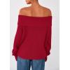 imagePRETTYGARDEN Womens Off The Shoulder Sweater Long Sleeve Loose Knit Pullover Sweaters Fall Going Out TopsRed