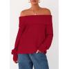 imagePRETTYGARDEN Womens Off The Shoulder Sweater Long Sleeve Loose Knit Pullover Sweaters Fall Going Out TopsRed