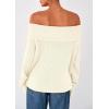 imagePRETTYGARDEN Womens Off The Shoulder Sweater Long Sleeve Loose Knit Pullover Sweaters Fall Going Out TopsWhite