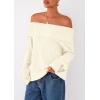 imagePRETTYGARDEN Womens Off The Shoulder Sweater Long Sleeve Loose Knit Pullover Sweaters Fall Going Out TopsWhite