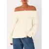 imagePRETTYGARDEN Womens Off The Shoulder Sweater Long Sleeve Loose Knit Pullover Sweaters Fall Going Out TopsWhite