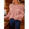 imagePRETTYGARDEN Womens Off The Shoulder Sweater Long Sleeve Tops 2025 Fall Loose Knit Pullover Sweaters Winter ClothesPink