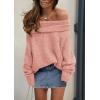 imagePRETTYGARDEN Womens Off The Shoulder Sweater Long Sleeve Tops 2025 Fall Loose Knit Pullover Sweaters Winter ClothesPink
