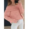 imagePRETTYGARDEN Womens Off The Shoulder Sweater Long Sleeve Tops 2025 Fall Loose Knit Pullover Sweaters Winter ClothesPink