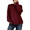 imagePRETTYGARDEN Womens Fall Long Sleeve Sweater Crew Neck Fuzzy Loose Fit Chunky Knit Pullover Sweaters Going Out TopsWine Red