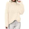 imagePRETTYGARDEN Womens Sweaters 2025 Fall Long Sleeve Casual Crewneck Chunky Pullover Cute Knit Sweater Winter TopsBeige
