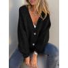 imagePRETTYGARDEN Cardigan Sweaters for Women Trendy Fall 2025 Long Sleeve Button Down Oversized Chunky Knit Sweater OuterwearBlack