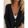 imagePRETTYGARDEN Cardigan Sweaters for Women Trendy Fall 2025 Long Sleeve Button Down Oversized Chunky Knit Sweater OuterwearBlack