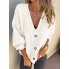 imagePRETTYGARDEN Cardigan Sweaters for Women Trendy Fall 2025 Long Sleeve Button Down Oversized Chunky Knit Sweater OuterwearWhite