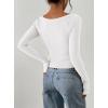 imagePRETTYGARDEN Long Sleeve Shirts for Women 2025 Fall Ruched Sides Boat Neck Basic Tee Casual Fitted Ribbed Knit Crop TopsWhite