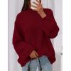 imagePRETTYGARDEN Womens 2025 Fall Oversized Sweaters Chunky Knit Mock Neck Long Sleeve Casual Trendy Pullover Winter ClothesBurgundy