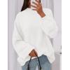 imagePRETTYGARDEN Womens 2025 Fall Oversized Sweaters Chunky Knit Mock Neck Long Sleeve Casual Trendy Pullover Winter ClothesWhite