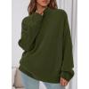 imagePRETTYGARDEN Womens Fall Casual Long Sleeve Tops 2025 Loose Mock Neck Drop Shoulder Knit Going Out Pullover SweatersArmy Green