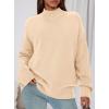 imagePRETTYGARDEN Womens Fall Casual Long Sleeve Tops 2025 Loose Mock Neck Drop Shoulder Knit Going Out Pullover SweatersBeige