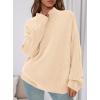 imagePRETTYGARDEN Womens Fall Casual Long Sleeve Tops 2025 Loose Mock Neck Drop Shoulder Knit Going Out Pullover SweatersBeige