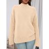 imagePRETTYGARDEN Womens Fall Casual Long Sleeve Tops 2025 Loose Mock Neck Drop Shoulder Knit Going Out Pullover SweatersBeige