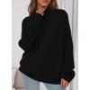 imagePRETTYGARDEN Womens Fall Casual Long Sleeve Tops 2025 Loose Mock Neck Drop Shoulder Knit Going Out Pullover SweatersBlack