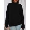 imagePRETTYGARDEN Womens Fall Casual Long Sleeve Tops 2025 Loose Mock Neck Drop Shoulder Knit Going Out Pullover SweatersBlack