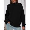 imagePRETTYGARDEN Womens Fall Casual Long Sleeve Tops 2025 Loose Mock Neck Drop Shoulder Knit Going Out Pullover SweatersBlack