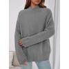 imagePRETTYGARDEN Womens Fall Casual Long Sleeve Tops 2025 Loose Mock Neck Drop Shoulder Knit Going Out Pullover SweatersGrey