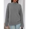 imagePRETTYGARDEN Womens Fall Casual Long Sleeve Tops 2025 Loose Mock Neck Drop Shoulder Knit Going Out Pullover SweatersGrey