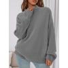 imagePRETTYGARDEN Womens Fall Casual Long Sleeve Tops 2025 Loose Mock Neck Drop Shoulder Knit Going Out Pullover SweatersGrey