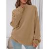 imagePRETTYGARDEN Womens Fall Casual Long Sleeve Tops 2025 Loose Mock Neck Drop Shoulder Knit Going Out Pullover SweatersKhaki