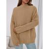 imagePRETTYGARDEN Womens Fall Casual Long Sleeve Tops 2025 Loose Mock Neck Drop Shoulder Knit Going Out Pullover SweatersKhaki
