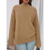 imagePRETTYGARDEN Womens Fall Casual Long Sleeve Tops 2025 Loose Mock Neck Drop Shoulder Knit Going Out Pullover SweatersKhaki