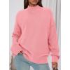 imagePRETTYGARDEN Womens Fall Casual Long Sleeve Tops 2025 Loose Mock Neck Drop Shoulder Knit Going Out Pullover SweatersPink