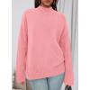 imagePRETTYGARDEN Womens Fall Casual Long Sleeve Tops 2025 Loose Mock Neck Drop Shoulder Knit Going Out Pullover SweatersPink
