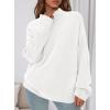 imagePRETTYGARDEN Womens Fall Casual Long Sleeve Tops 2025 Loose Mock Neck Drop Shoulder Knit Going Out Pullover SweatersWhite