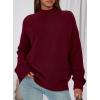 imagePRETTYGARDEN Womens Fall Casual Long Sleeve Tops 2025 Loose Mock Neck Drop Shoulder Knit Going Out Pullover SweatersWine Red