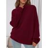 imagePRETTYGARDEN Womens Fall Casual Long Sleeve Tops 2025 Loose Mock Neck Drop Shoulder Knit Going Out Pullover SweatersWine Red