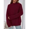 imagePRETTYGARDEN Womens Fall Casual Long Sleeve Tops 2025 Loose Mock Neck Drop Shoulder Knit Going Out Pullover SweatersWine Red