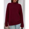 imagePRETTYGARDEN Womens Fall Casual Long Sleeve Tops 2025 Loose Mock Neck Drop Shoulder Knit Going Out Pullover SweatersWine Red
