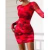 imagePRETTYGARDEN Womens Mini Dress Fall Outfits 2025 Trendy Tie Dye Print Long Sleeve Homecoming Club Party Bodycon DressesRed Floral